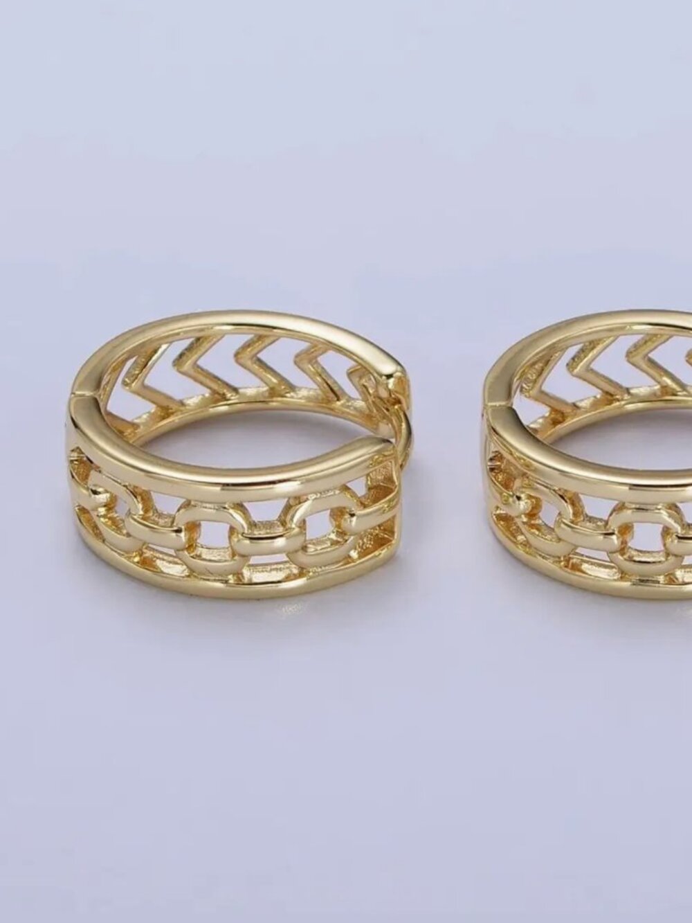 14K Gold Filled Cable Link Arrow 17.5mm Geometric Hoop Earrings